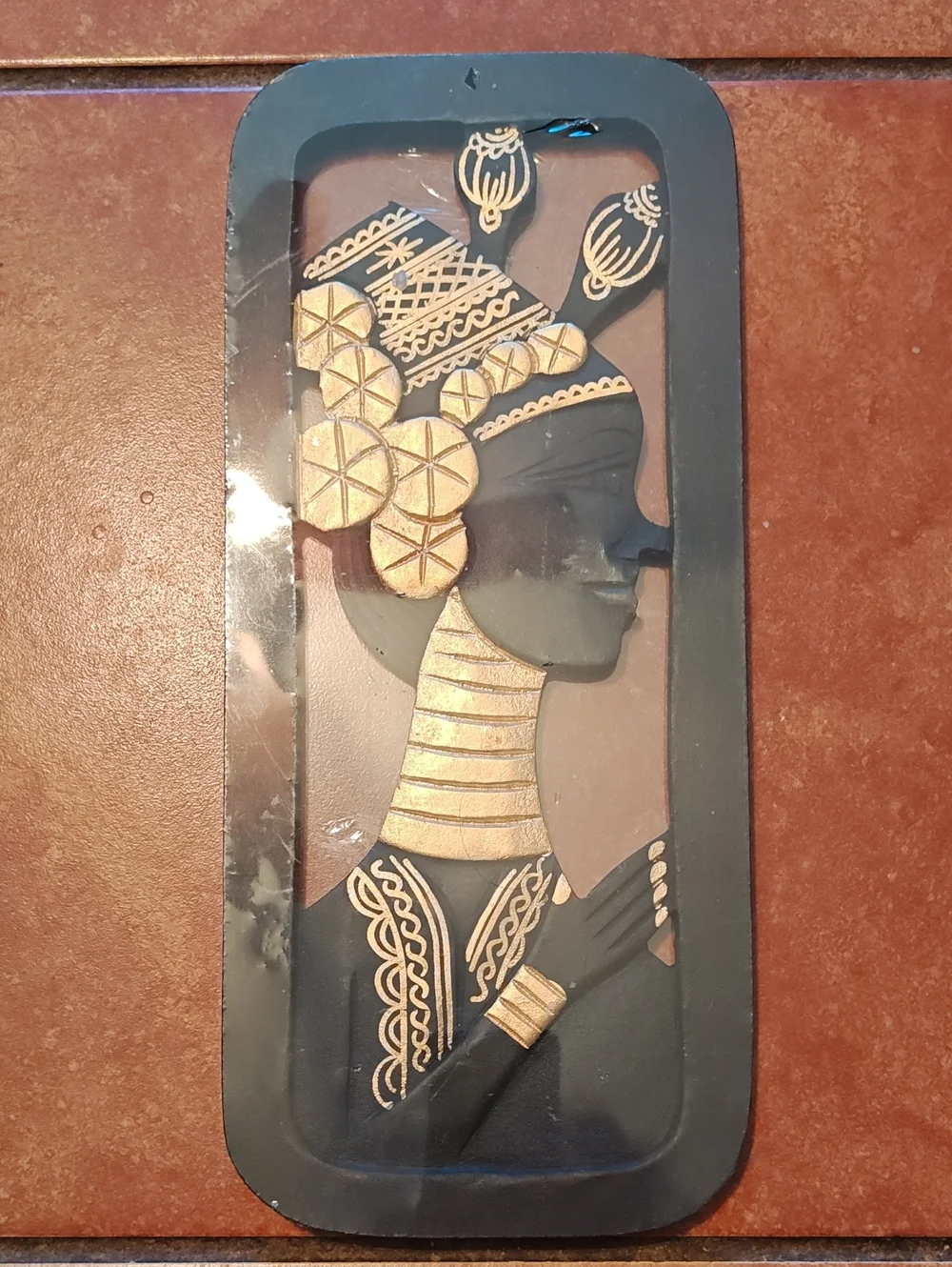 Handcrafted Black & Gold African Profile Wall Decor